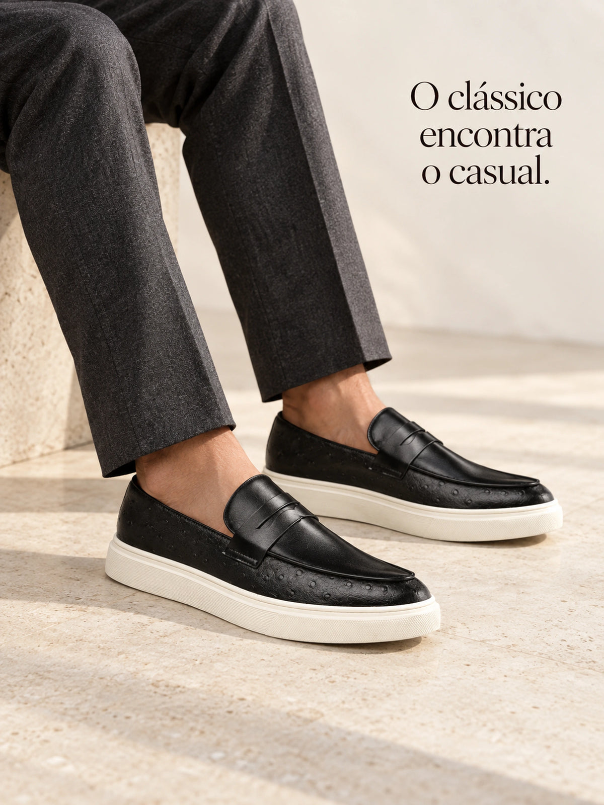 Mocassim Masculino de Couro Miliani