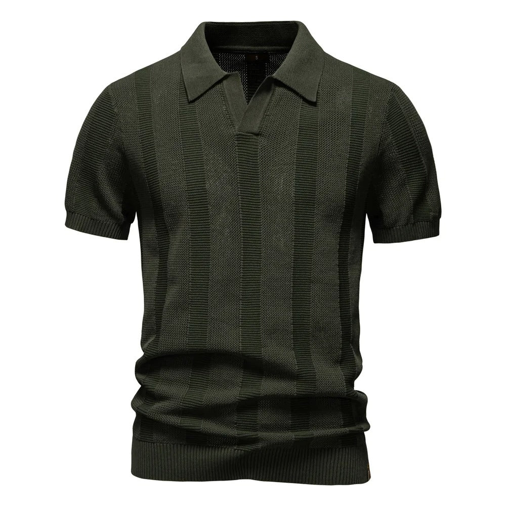Camisa Polo Masculina Malha Canelada Slim Fit Perugia