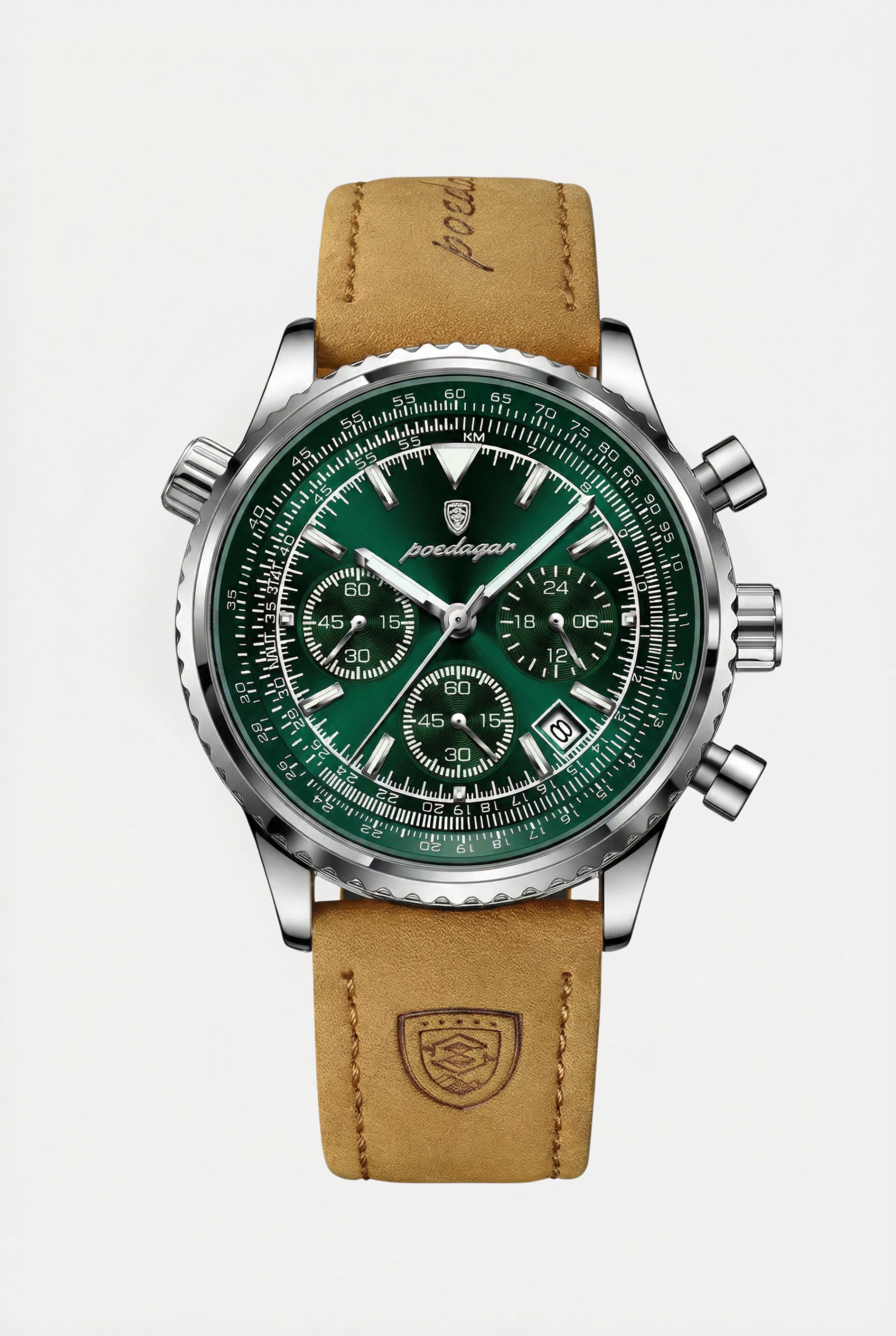 Relógio Masculino Executive - Cronógrafo em Couro e À Prova D'água