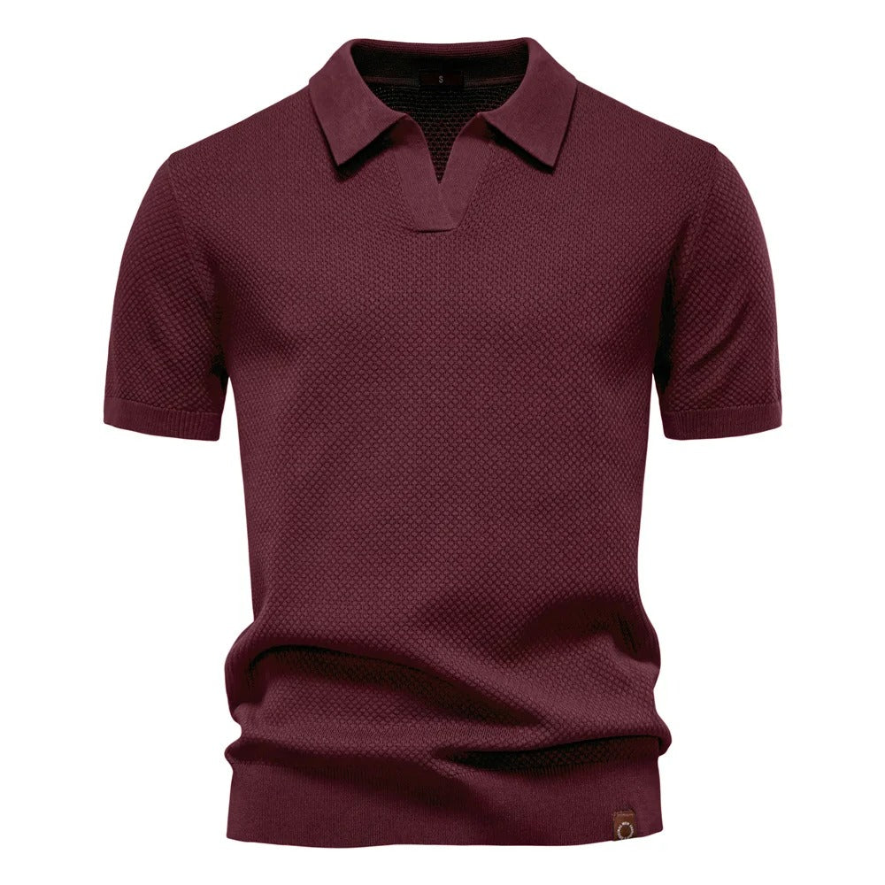 Camisa Polo Masculina Tricô Respirável Com Patch Casual Verona