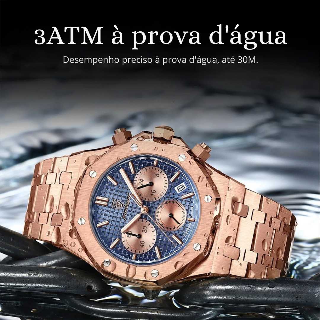 Relógio Masculino Aço Inoxidável Quartzo 5 ATM Farnese – foto 6