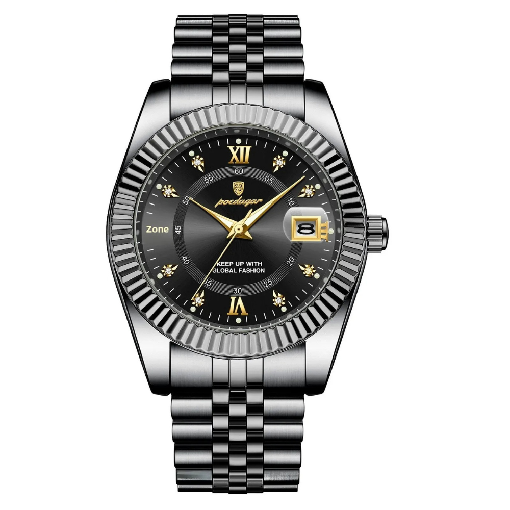 Relógio Masculino Aço Inoxidável Quartzo Stellare – cor Preto Total