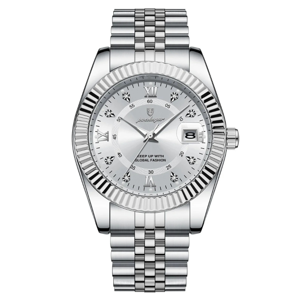 Relógio Masculino Aço Inoxidável Quartzo Palladio – cor Prata / Branco