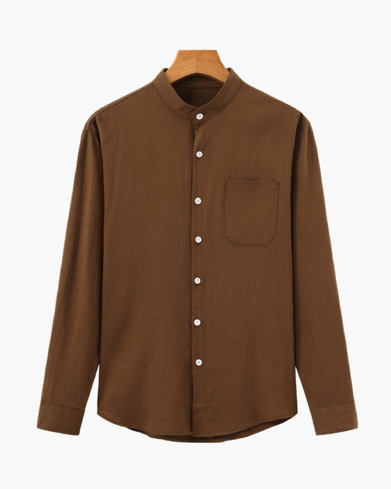 Camisa Masculina Gola Padre em Algodão Texturizado Loose Fit Matera - foto principal