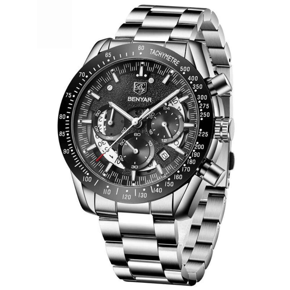 Relógio Masculino Aço Inoxidável Quartzo Lucerna – cor Aço / Prata / Branco