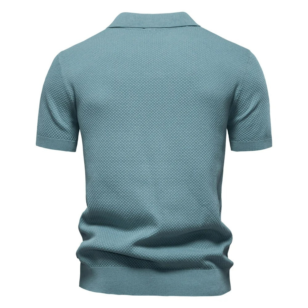 Camisa Polo Masculina Tricô Respirável Com Patch Casual Verona
