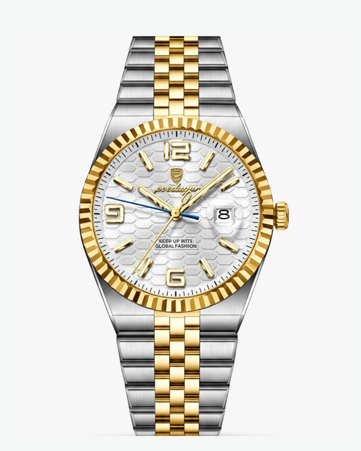 Relógio Masculino Aço Inoxidável Quartzo Cristallo – cor Dourado / Branco