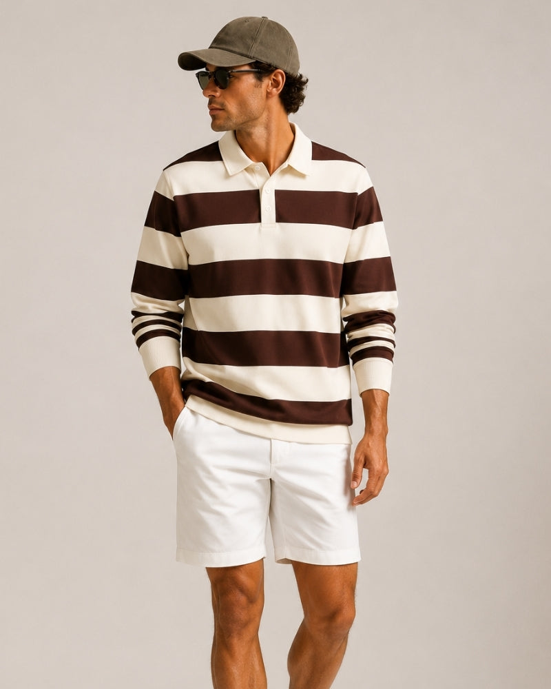 Camisa Polo Masculina Rugby Listrada Manga Longa Otranto - vista 7
