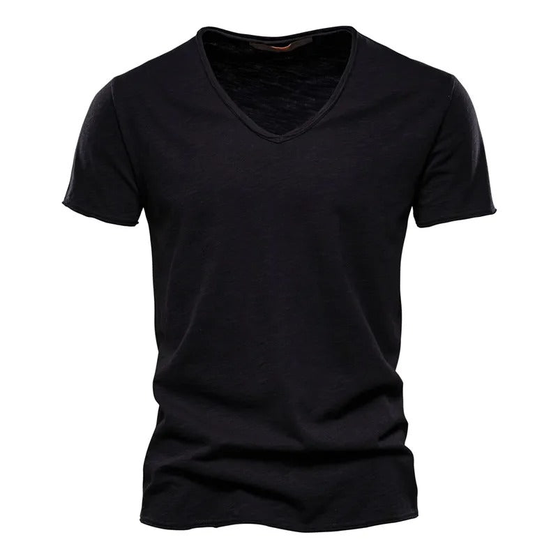 Camiseta Masculina 100% Algodão Slim Fit Gola V Brescia