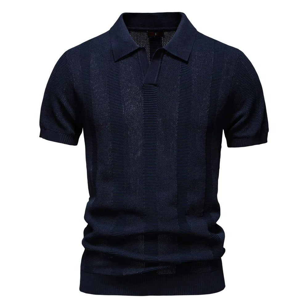 Camisa Polo Masculina Malha Canelada Slim Fit Perugia