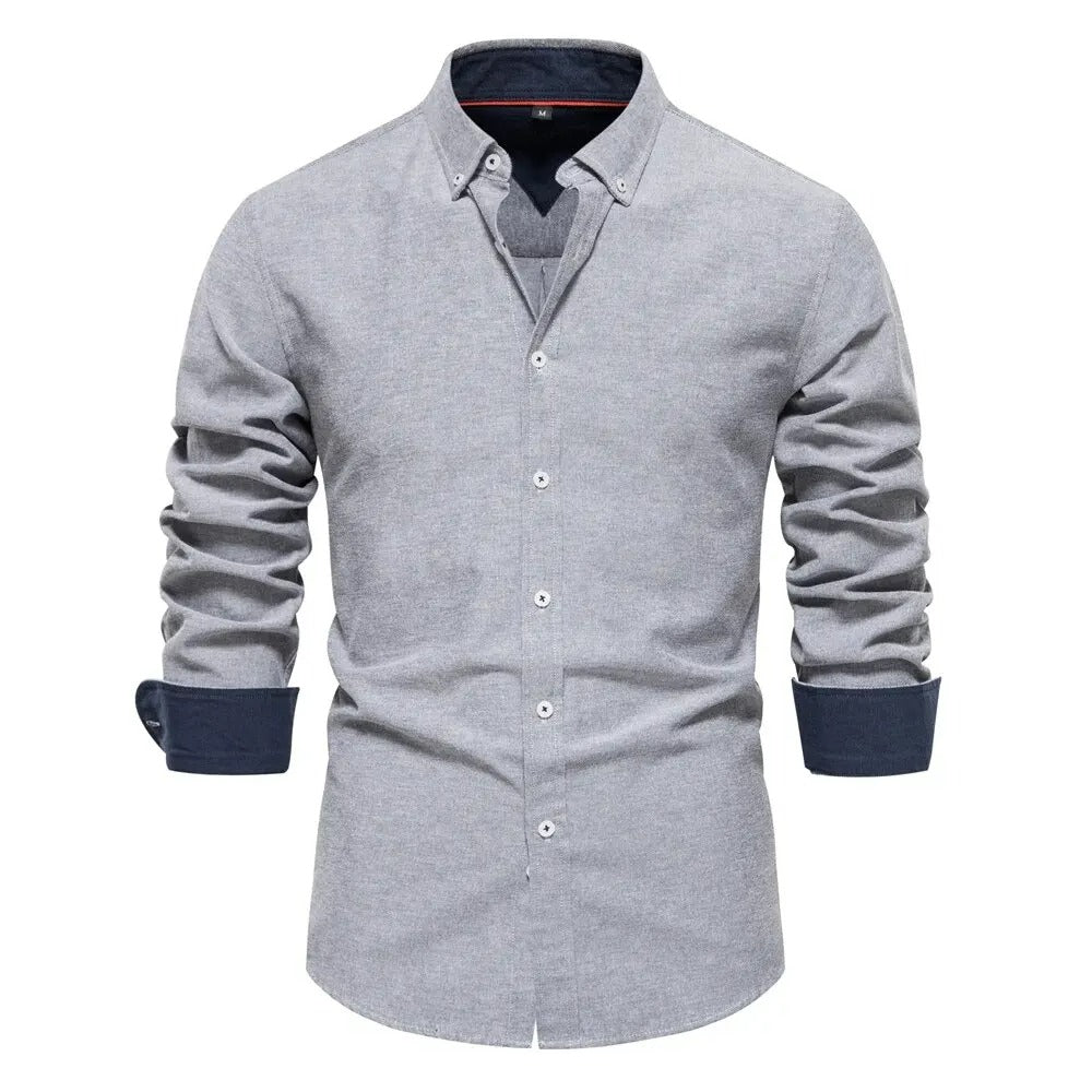 Camisa Masculina Oxford Slim Fit Manga Longa Trieste