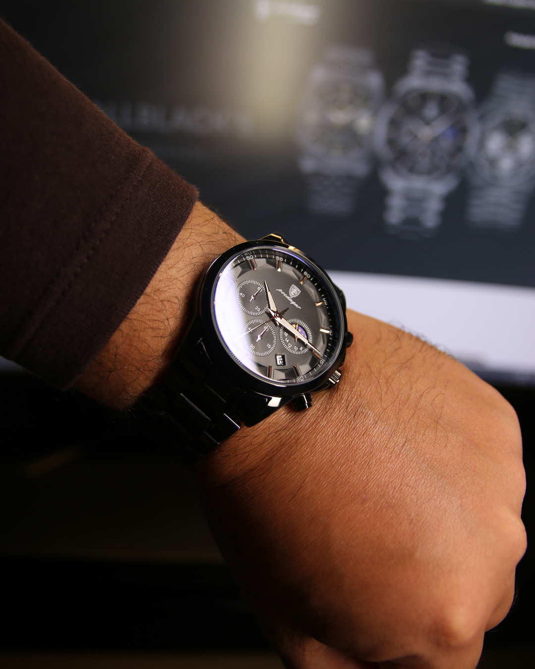 Relógio Masculino All Black Aço Inoxidável Quartzo Amalfi – foto 2