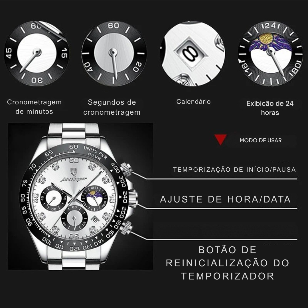 Relógio Masculino Aço Inoxidável Quartzo Bergamo – foto 6
