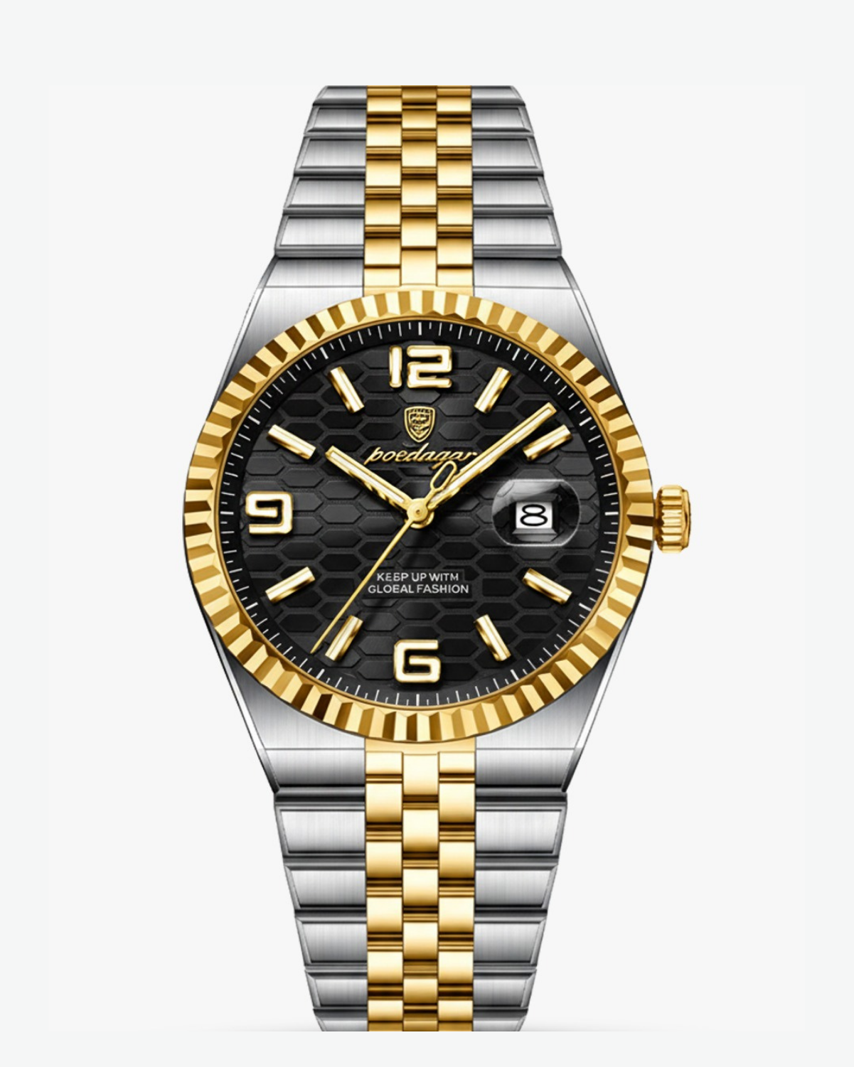 Relógio Masculino Aço Inoxidável Quartzo Cristallo – cor Dourado / Preto