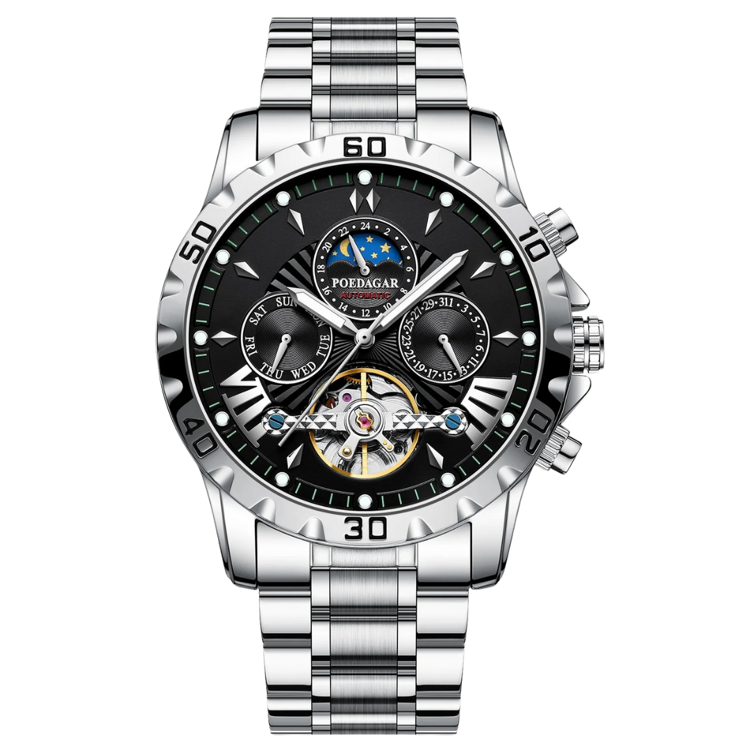 Relógio Masculino Esqueleto Aço Inoxidável Automático Fortezza – cor Prata