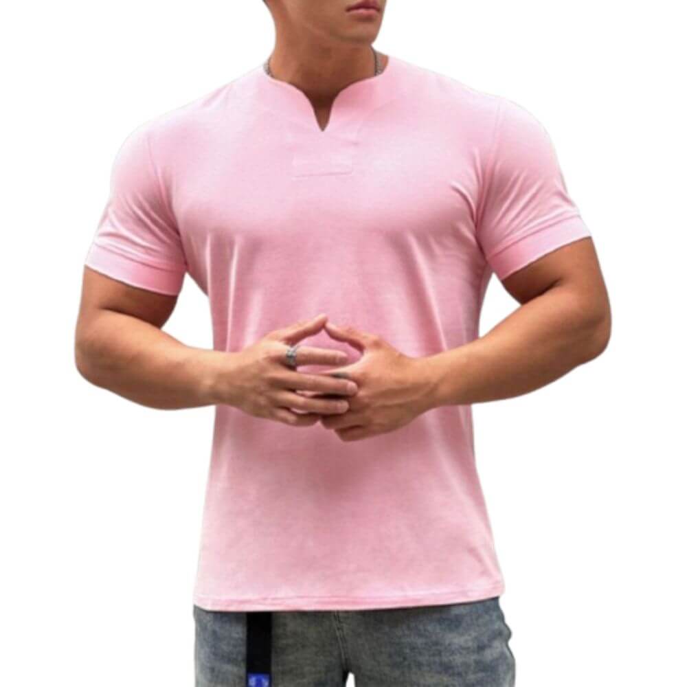 Camiseta Masculina 100% Algodão Gola Henley Ravenna
