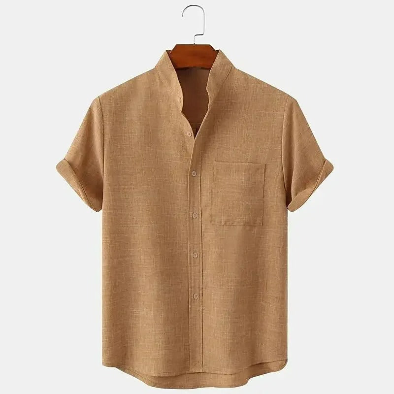 FEGKZLI Moda masculina manga curta 100% algodão camisa de linho casual camisas de praia soltas de grandes dimensões