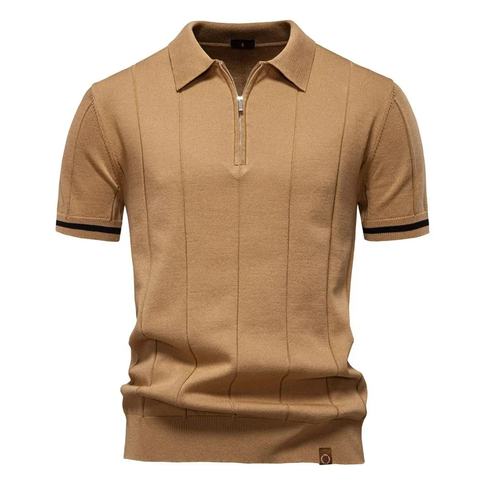Camisa Polo Masculina Slim Fit Com Meio Zíper Vicenza