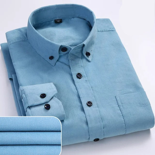 Camisa Masculina de Veludo Cotelê 100% Algodão Manga Longa Cremona