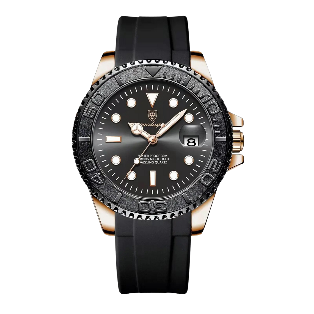 Relógio Masculino Aço Inoxidável Quartzo Sanremo – cor Silicone / Preto Total