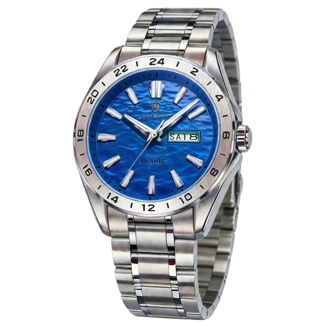 Relógio Masculino Aço Inoxidável Quartzo Caravaggio – cor Azul Marinho