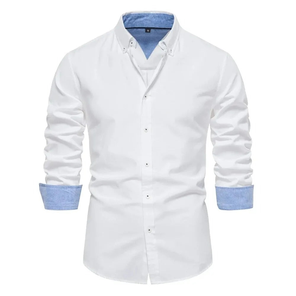 Camisa Masculina Oxford Slim Fit Manga Longa Trieste