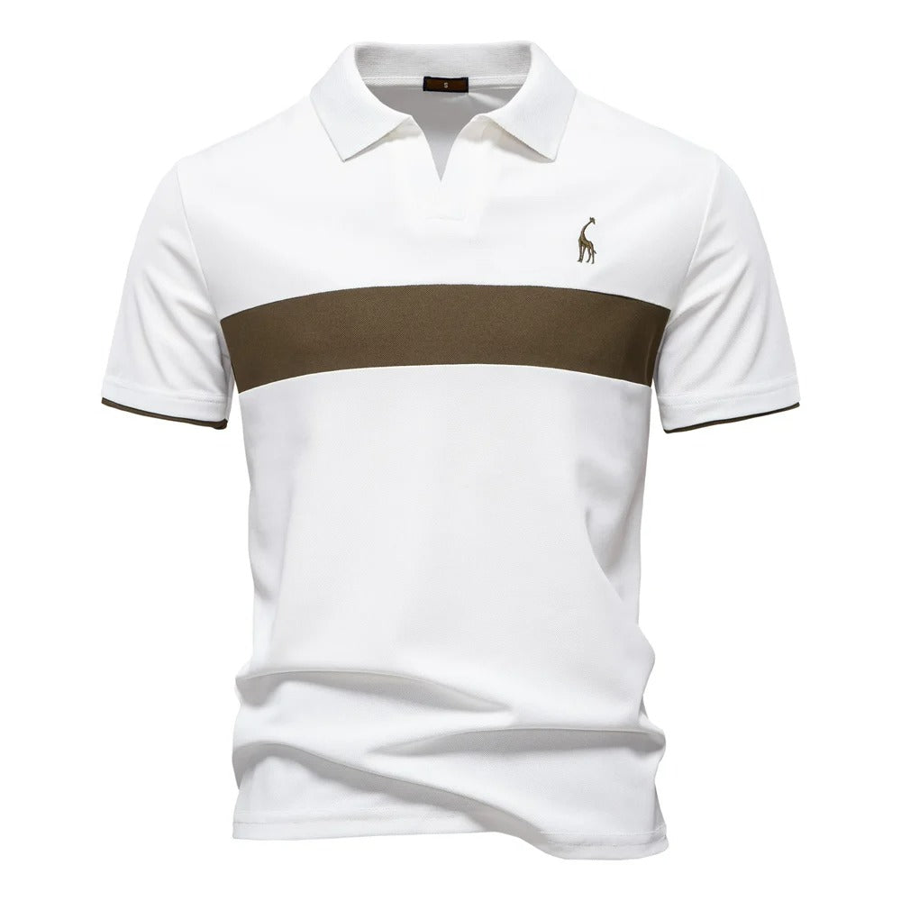 Camisa Polo Masculina Listrada Com Bordado Girafa Slim Fit Ravenna