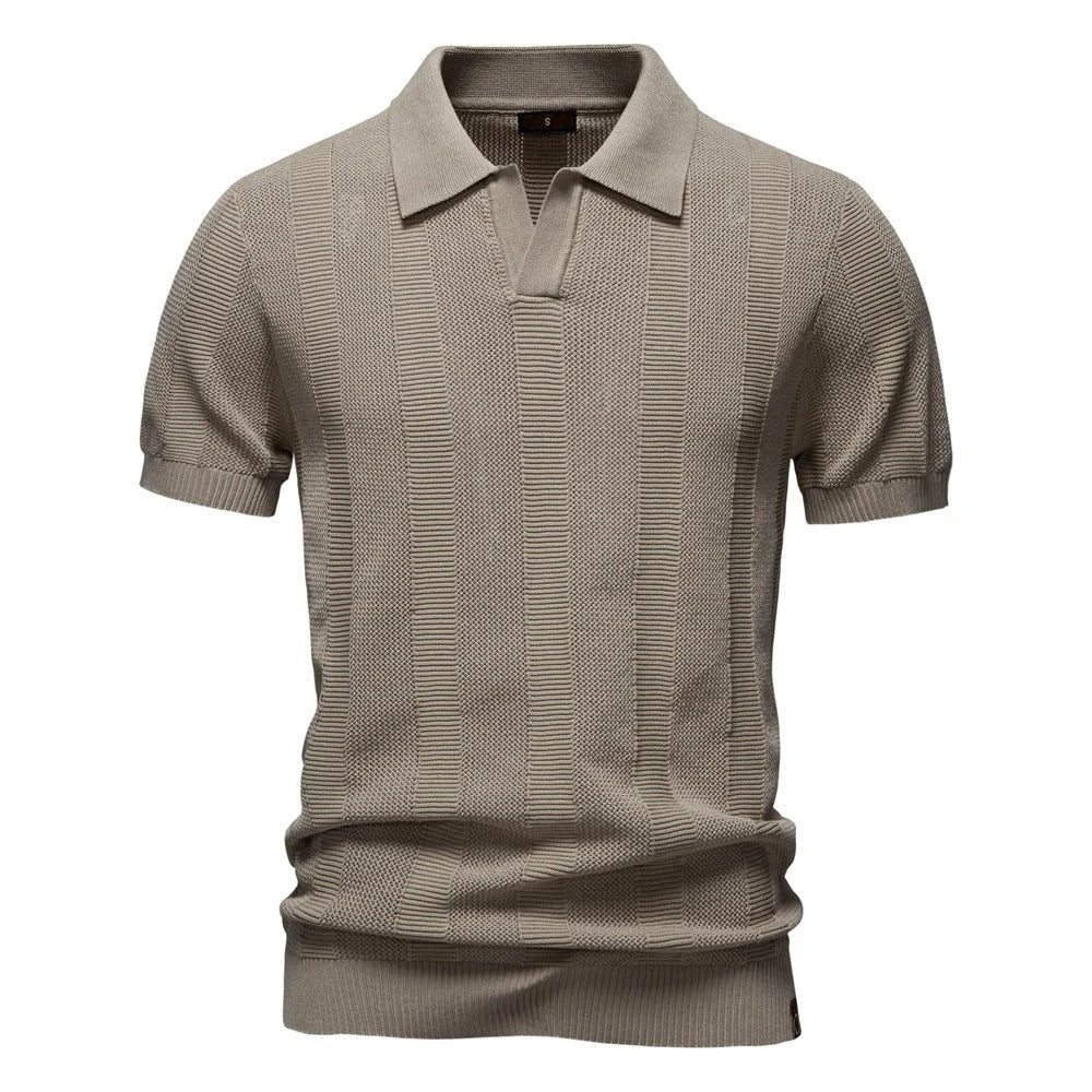 Camisa Polo Masculina Malha Canelada Slim Fit Perugia