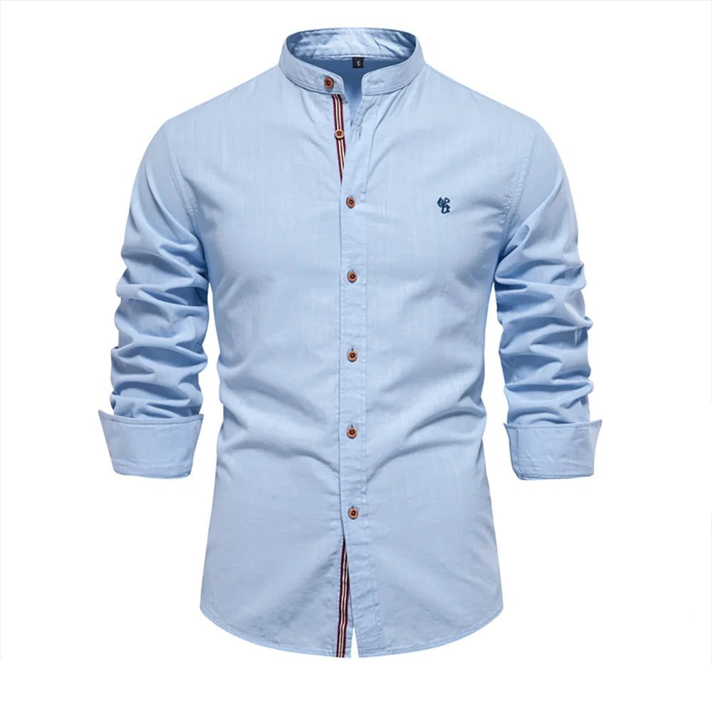 AIOPESON 100% Algodão Camisa Social Homens Cor Sólida Manga Longa Camisa de Marca de Alta Qualidade para Homens Primavera Stand Camisas Masculinas Casuais