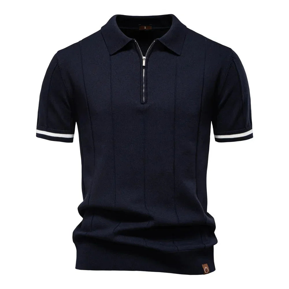 Camisa Polo Masculina Slim Fit Com Meio Zíper Vicenza