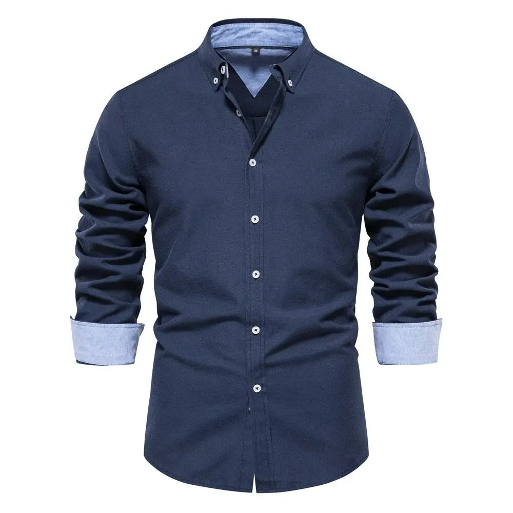 Camisa Masculina Oxford Slim Fit Manga Longa Trieste
