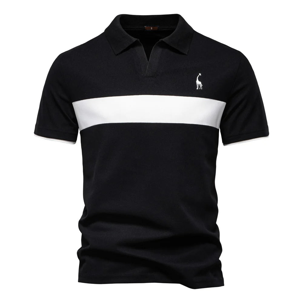 Camisa Polo Masculina Listrada Com Bordado Girafa Slim Fit Ravenna