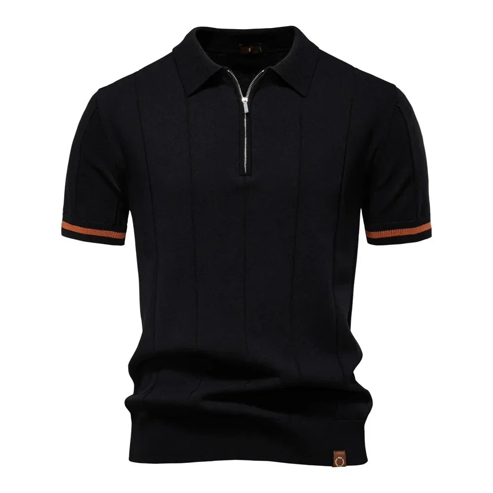Camisa Polo Masculina Slim Fit Com Meio Zíper Vicenza