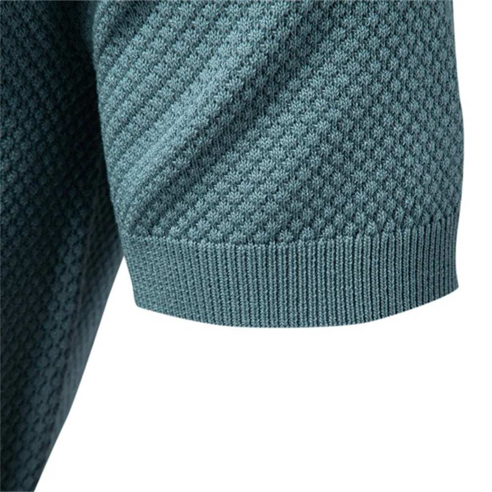 Camisa Polo Masculina Tricô Respirável Com Patch Casual Verona