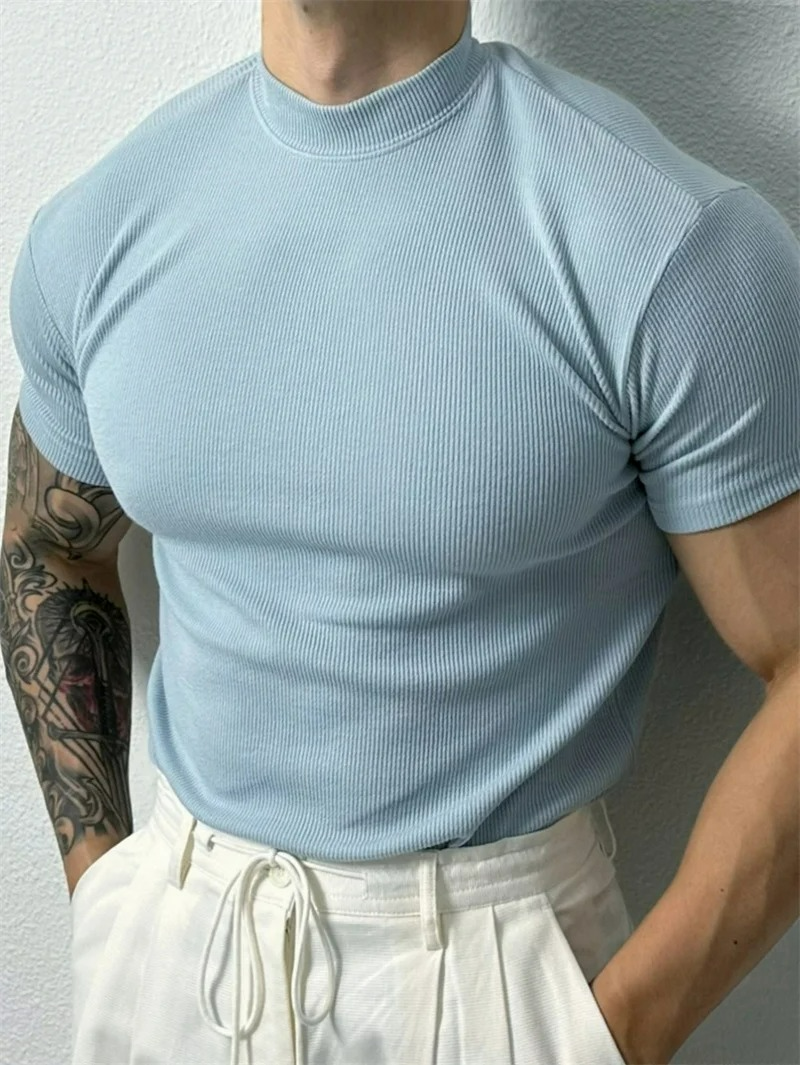 Camiseta Masculina Slim Fit Gola Alta Esportiva Bergamo