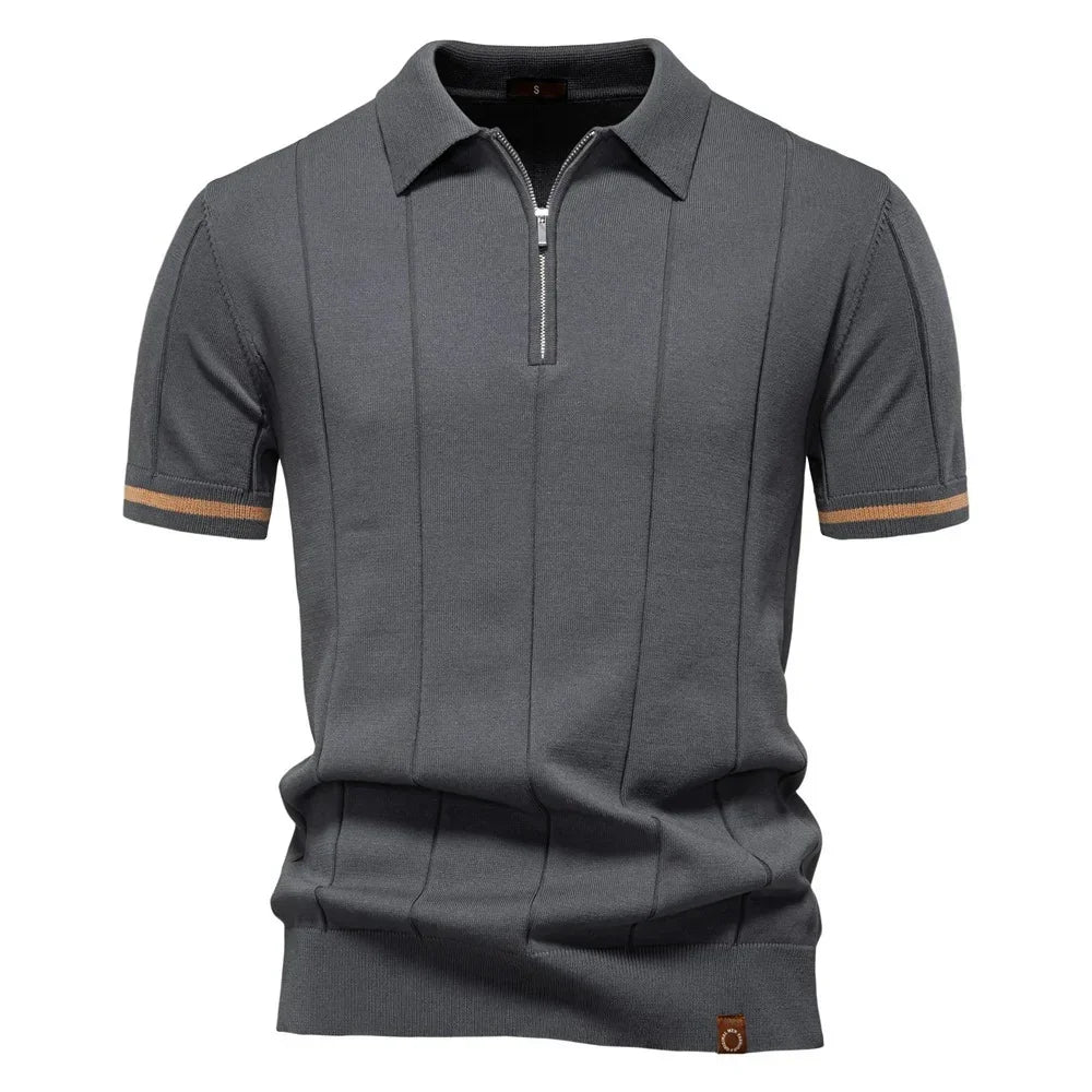 Camisa Polo Masculina Slim Fit Com Meio Zíper Vicenza