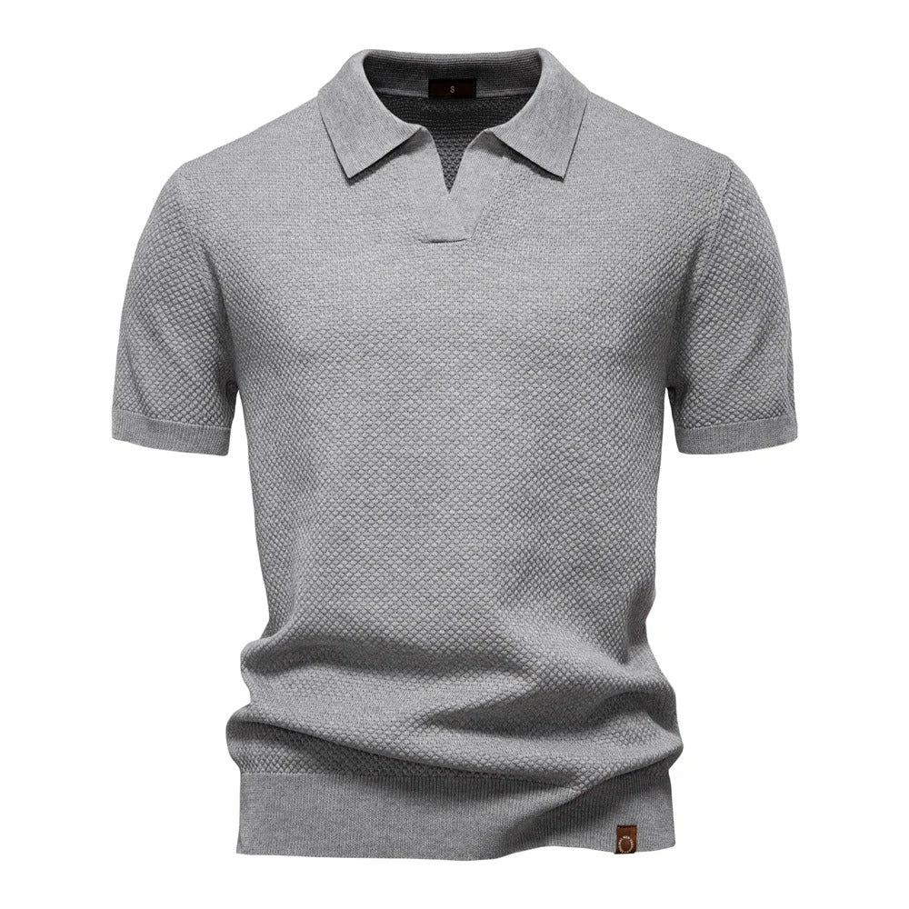 Camisa Polo Masculina Tricô Respirável Com Patch Casual Verona