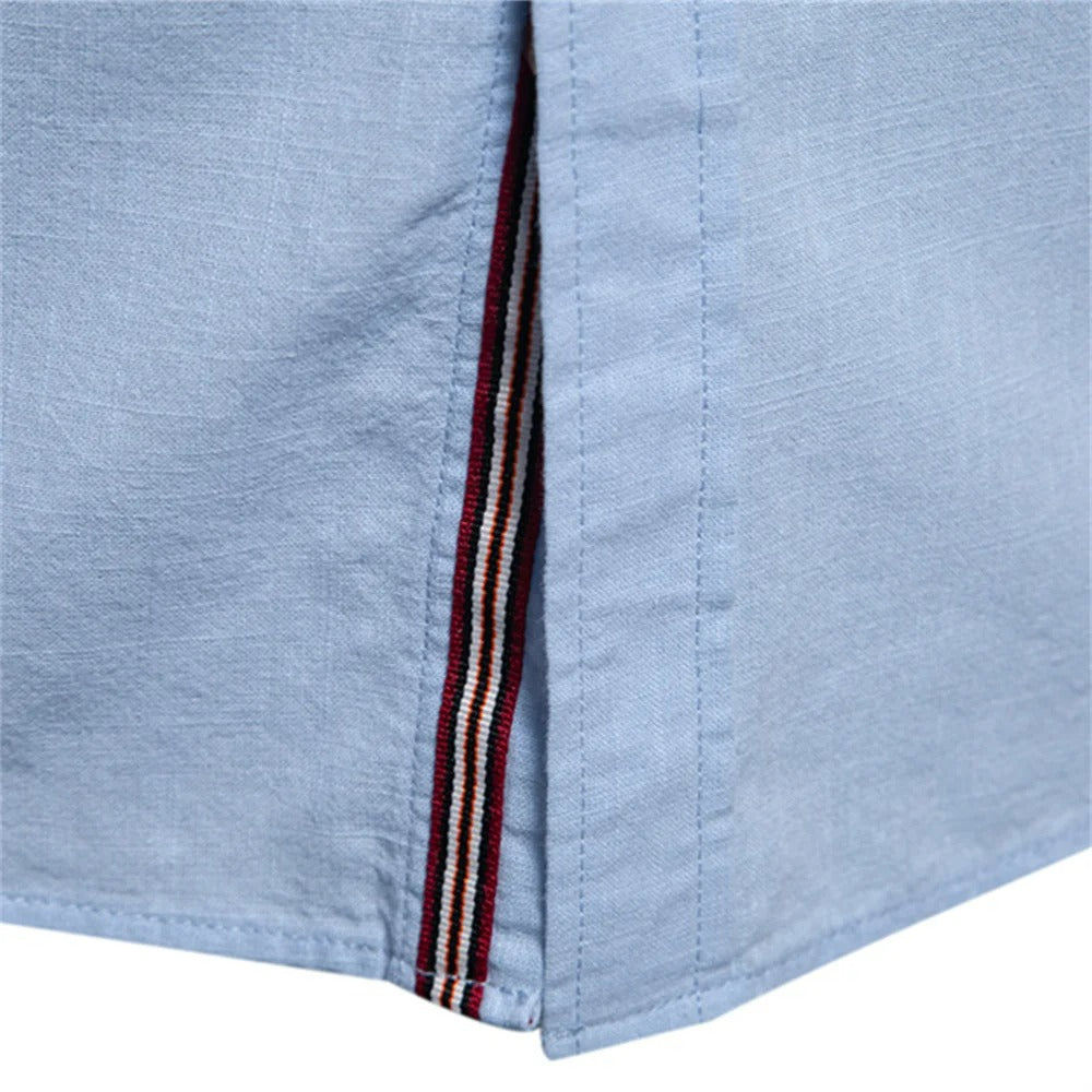 Camisa Masculina 100% Algodão Gola Alta Manga Longa Casual Pádua