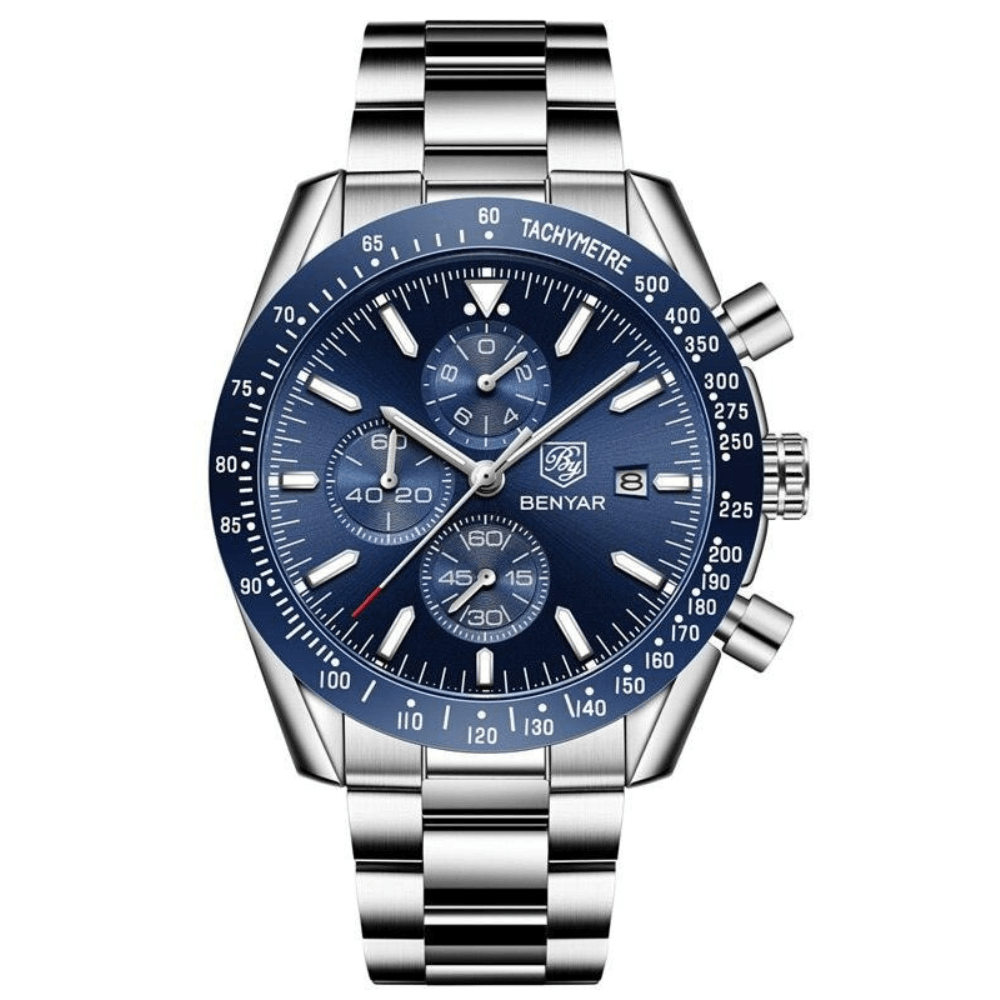 Relógio Masculino Cronógrafo Aço Inoxidável Quartzo Millennio – cor Azul