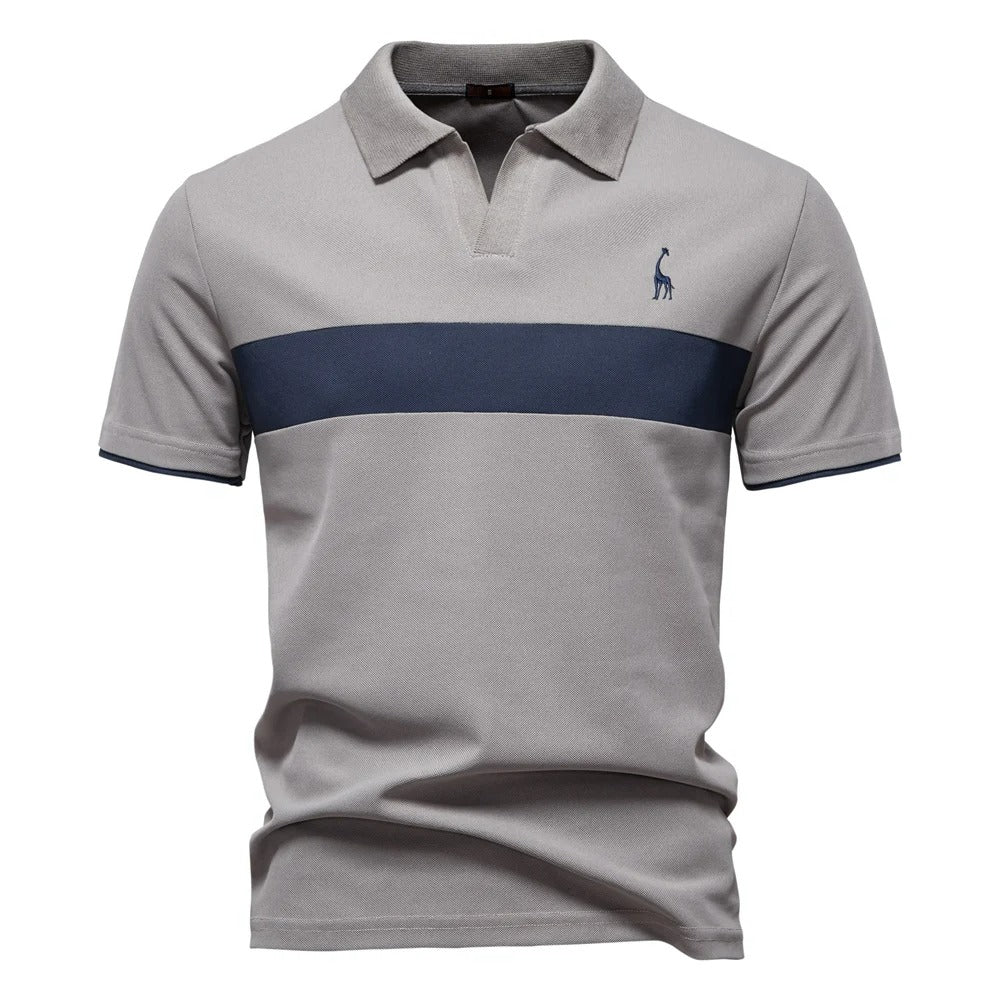 Camisa Polo Masculina Listrada Com Bordado Girafa Slim Fit Ravenna