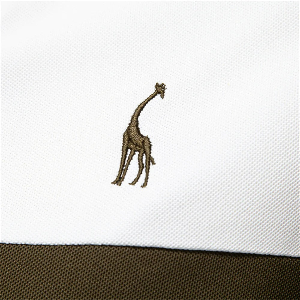Camisa Polo Masculina Listrada Com Bordado Girafa Slim Fit Ravenna