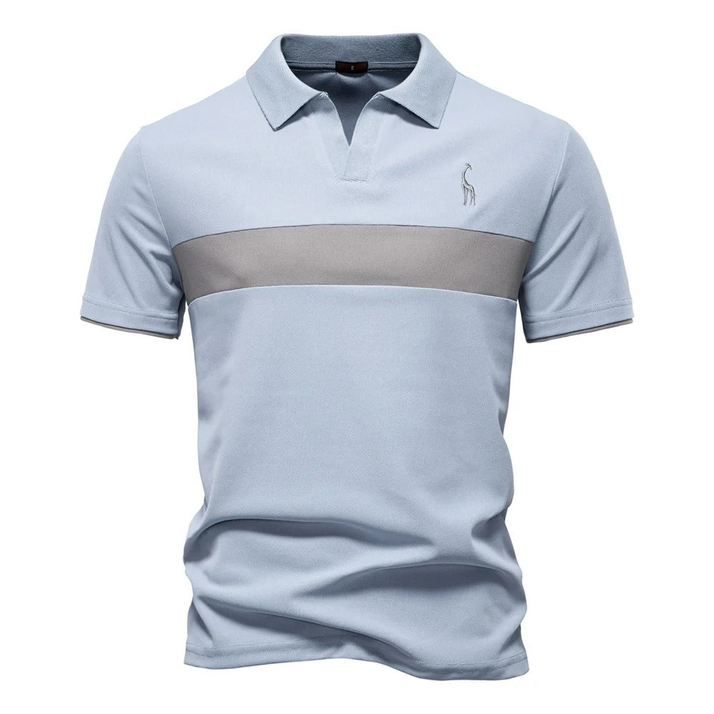 Camisa Polo Masculina Listrada Com Bordado Girafa Slim Fit Ravenna