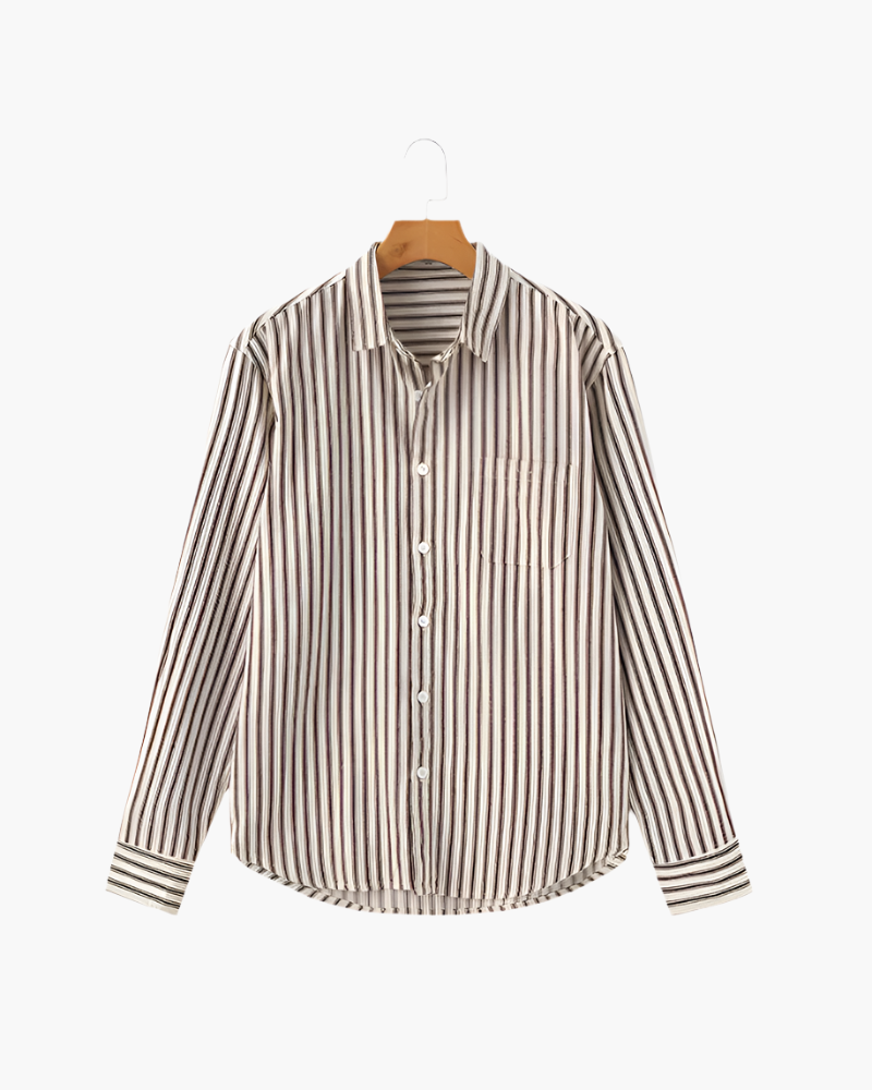 Camisa Masculina Listrada Manga Longa Alfaiataria Lecce - foto principal