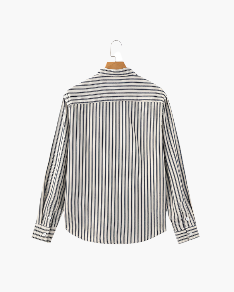 Camisa Masculina Listrada Manga Longa Alfaiataria Lecce - vista 11