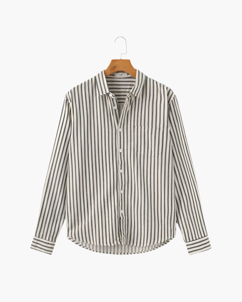 Camisa Masculina Listrada Manga Longa Alfaiataria Lecce - vista 13