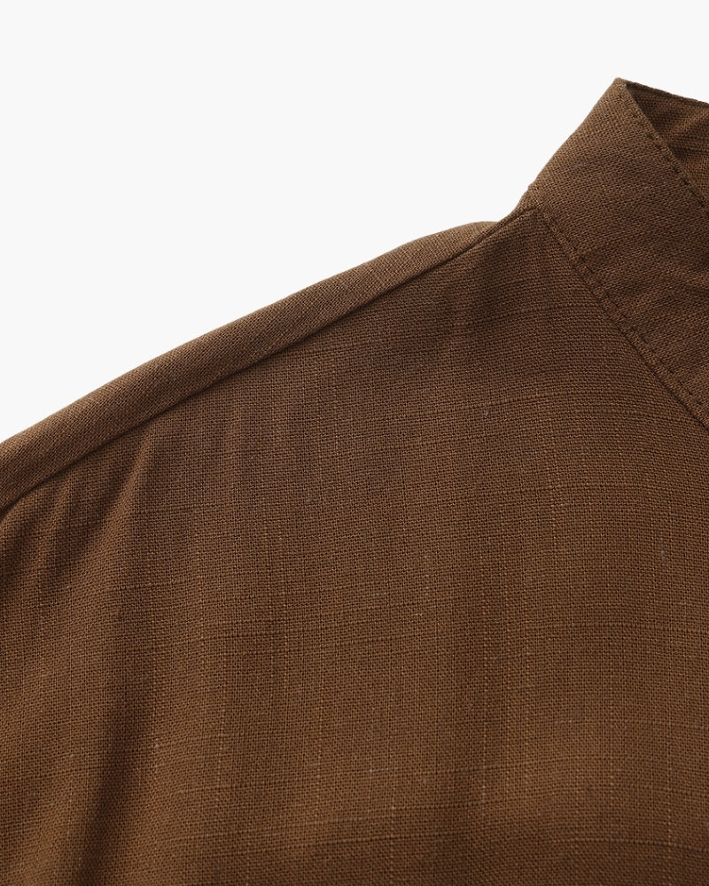 Camisa Masculina Gola Padre em Algodão Texturizado Loose Fit Matera - vista 10