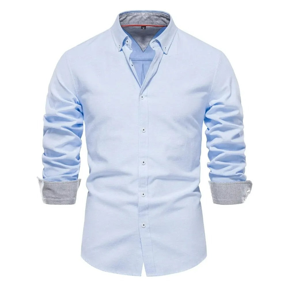 Camisa Masculina Oxford Slim Fit Manga Longa Trieste