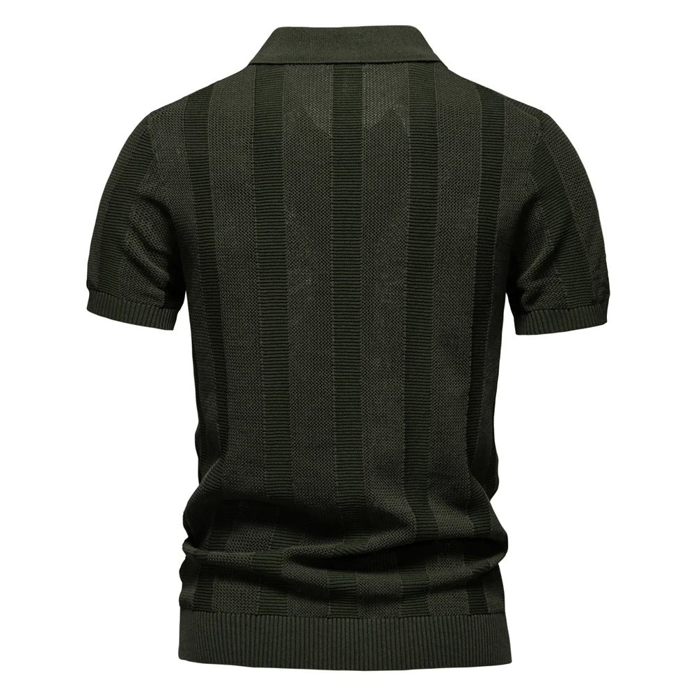 Camisa Polo Masculina Malha Canelada Slim Fit Perugia