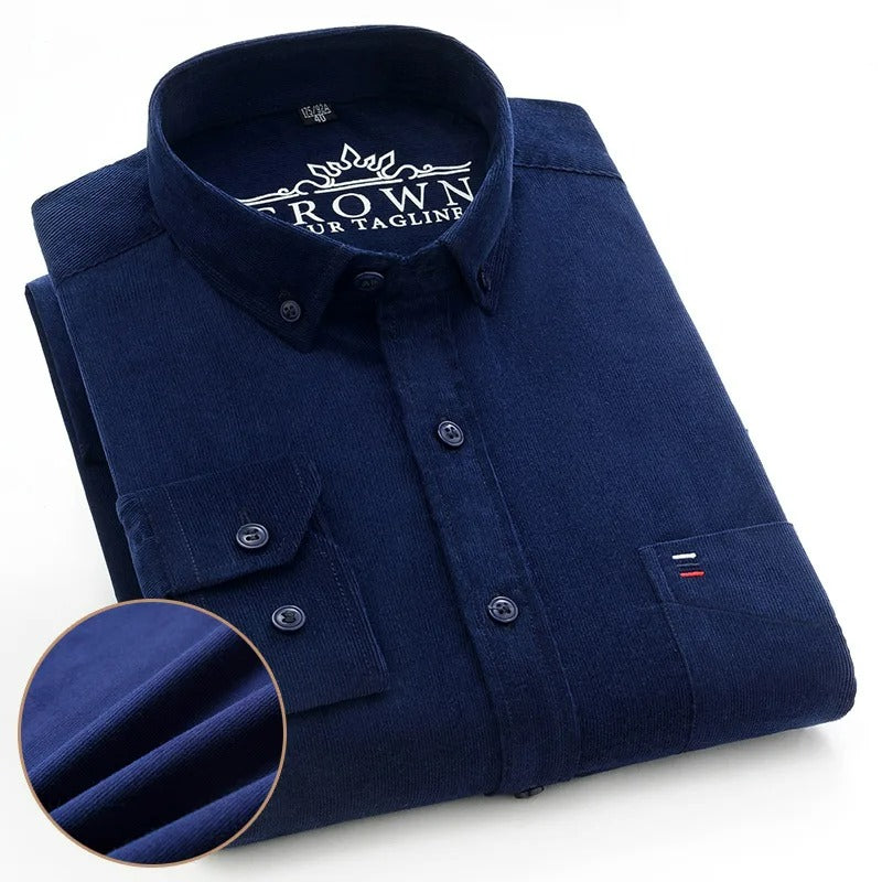 Camisa Masculina de Veludo Cotelê 100% Algodão Manga Longa Cremona