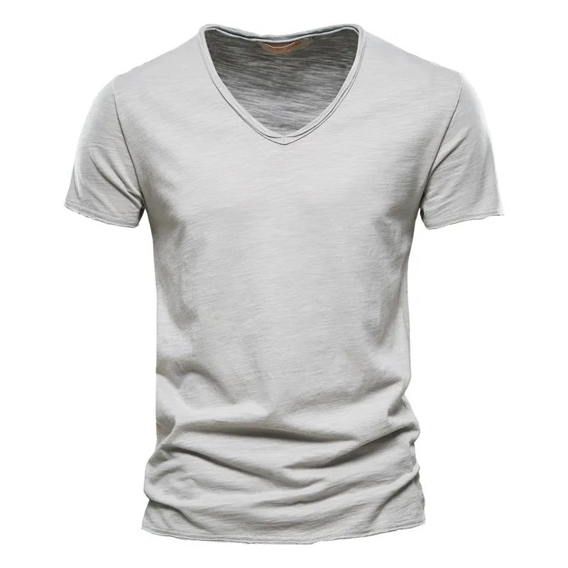 Camiseta Masculina 100% Algodão Slim Fit Gola V Brescia